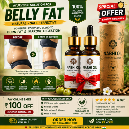 NATUREVA Ayurvedic Nabhi Wellness Oil ( BUY 1 GET 1 FREE ) 🔥