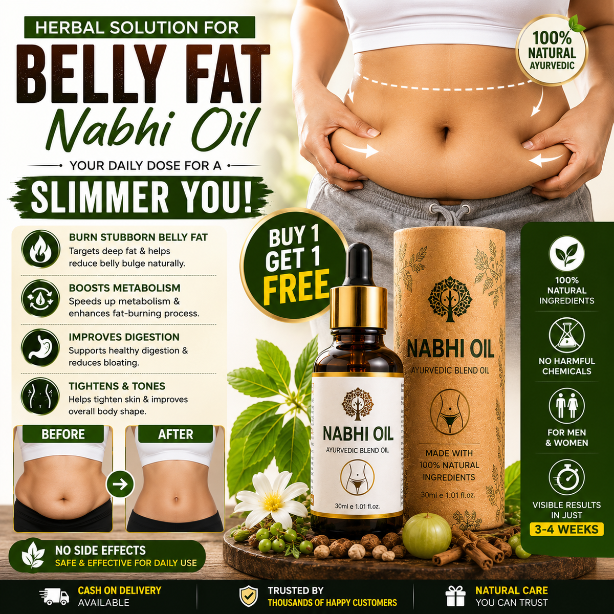 NATUREVA Ayurvedic Nabhi Wellness Oil ( BUY 1 GET 1 FREE ) 🔥